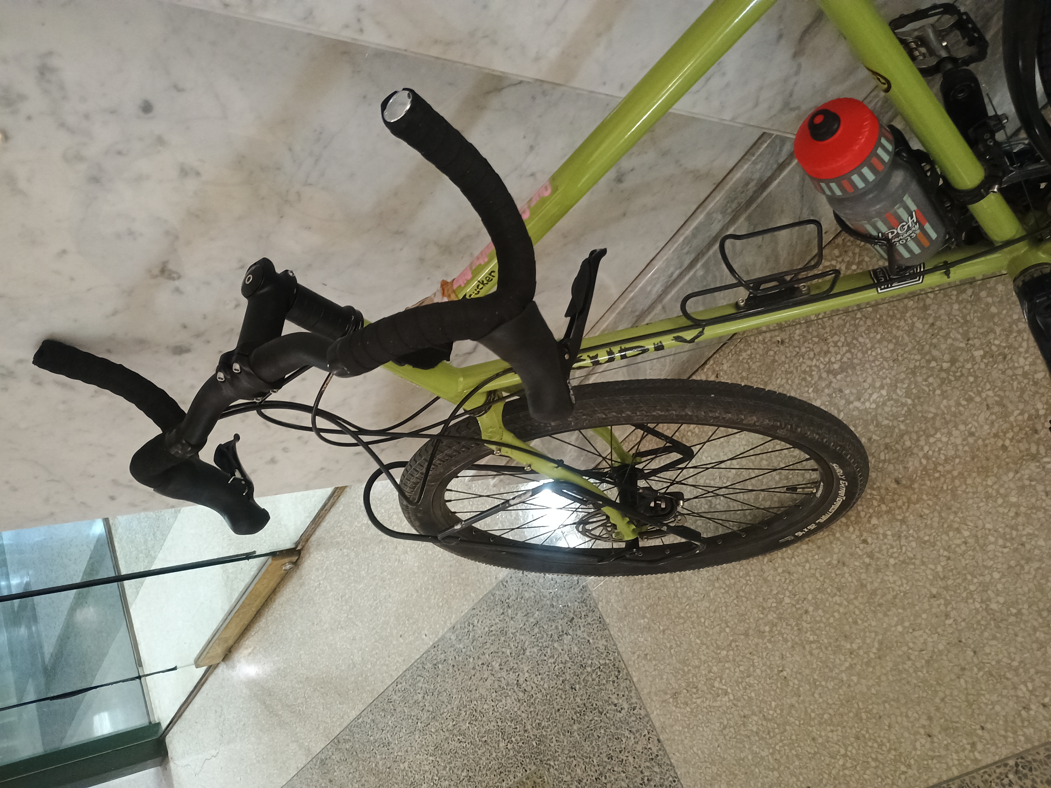 Handlebars rotated parallel to the frame